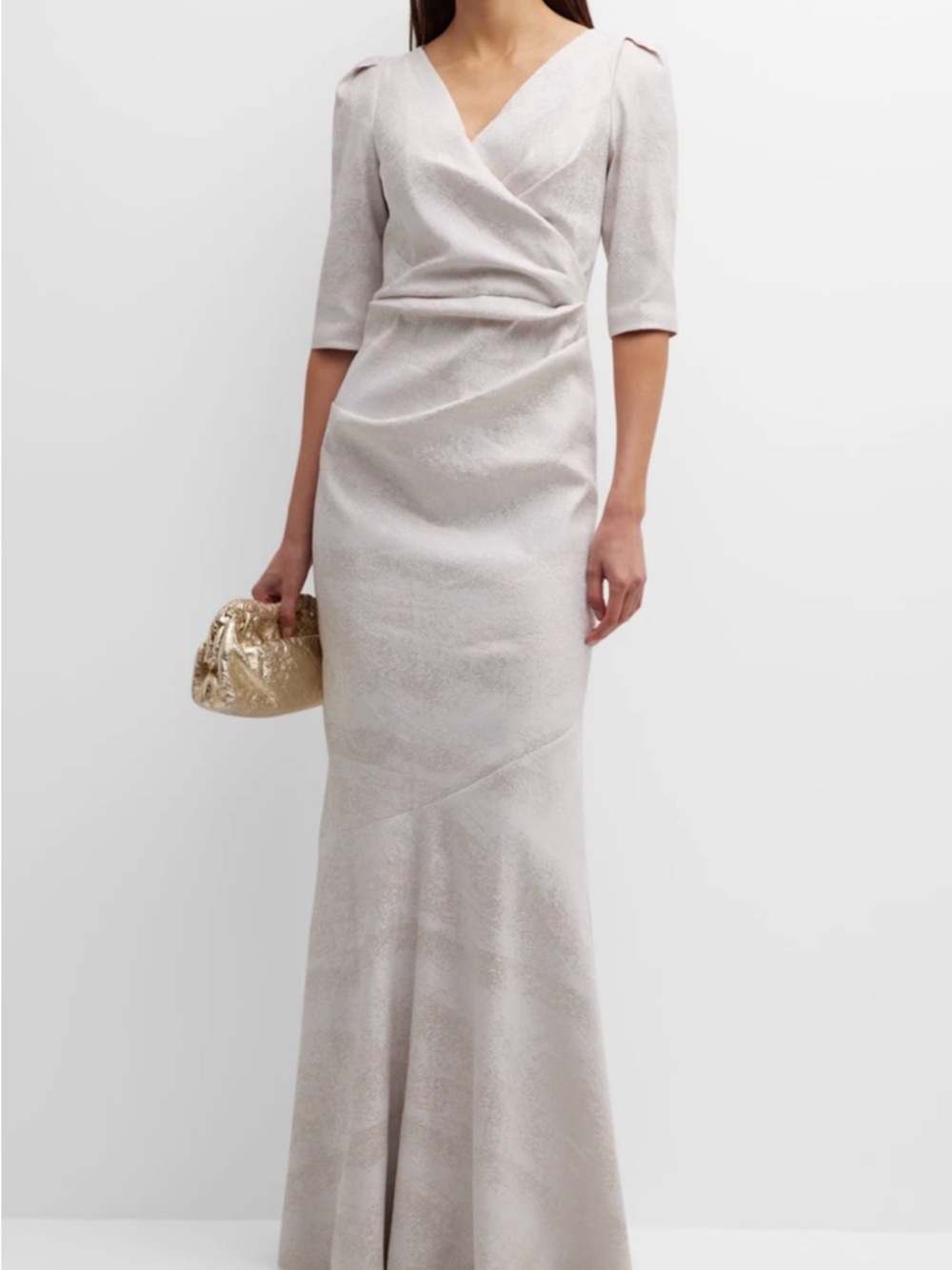 Teri Jon Pale Lavender Lace-Print Dress